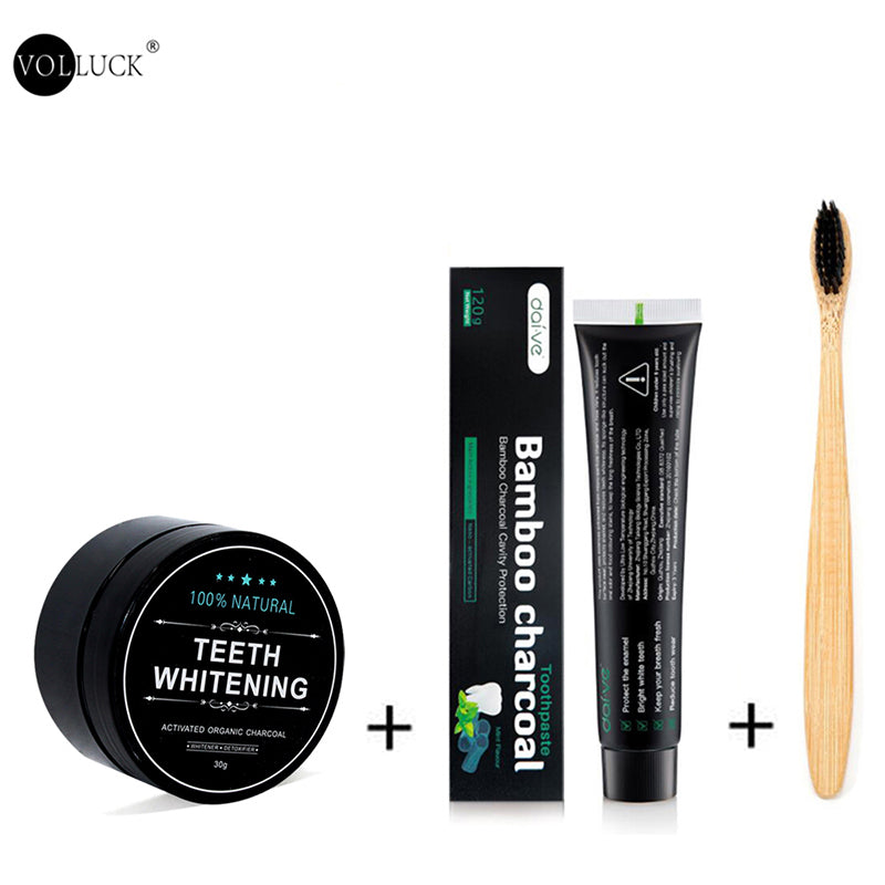 Powder Activated Coconut Charcoal, Tooth Paste & Bamboo Toothbrush